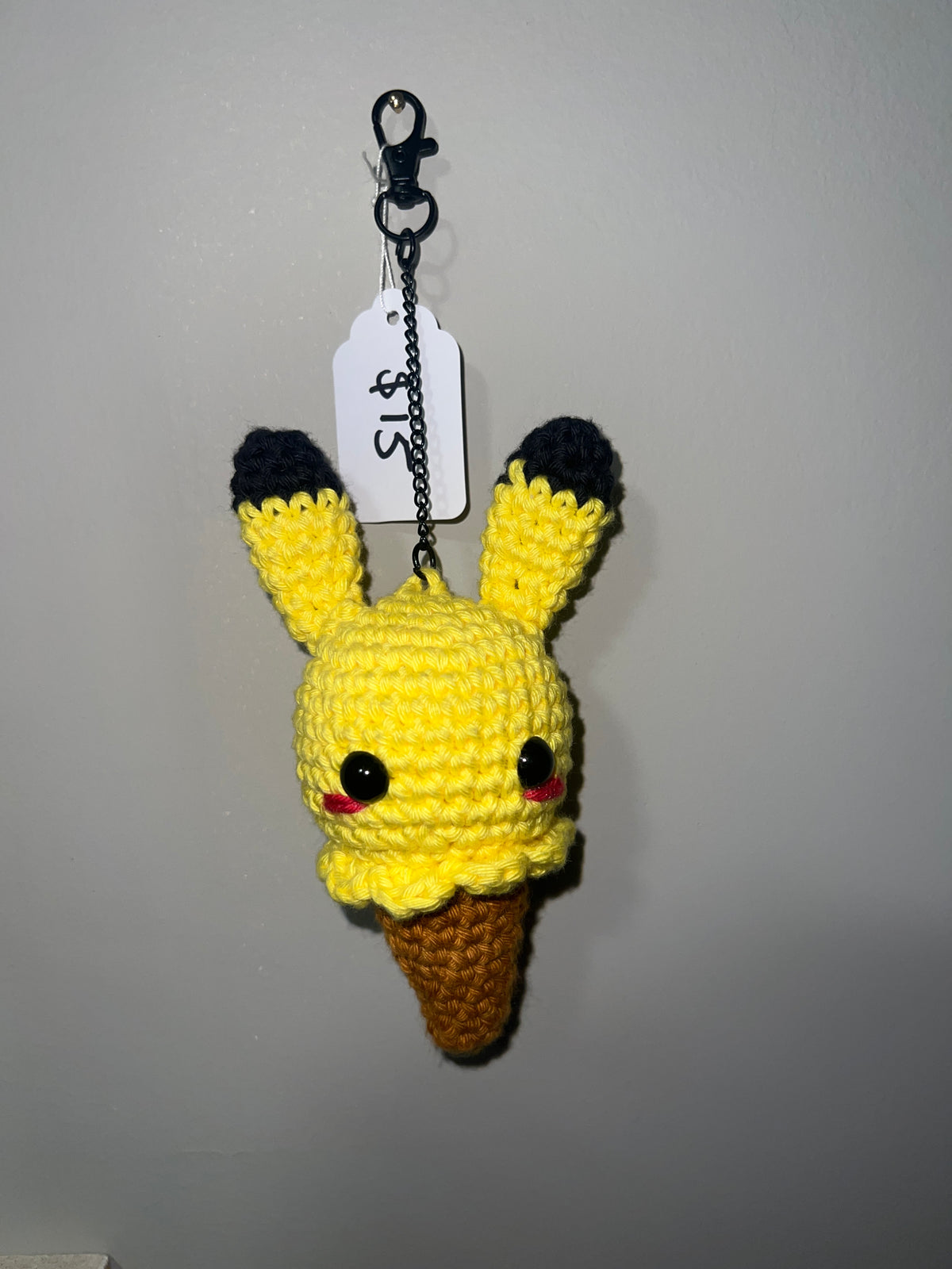Pikachu Crochet Ice Cream Cone Keychain
